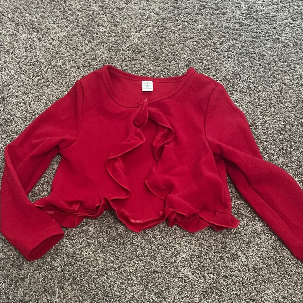 Red Ruffled SHEIN kids size 7 sweater